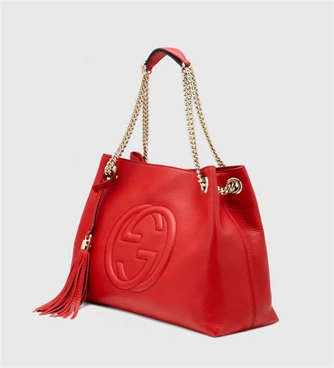 red gucci summer bag with dragonfly|Gucci leather shoulder bag.